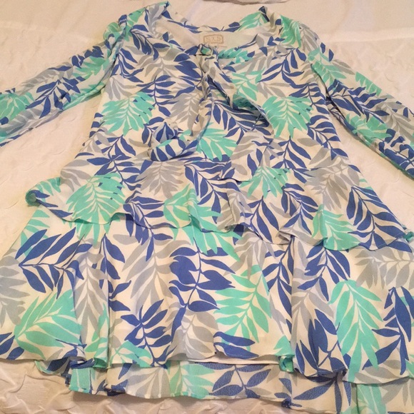 Sail to Sable Blue Palm Print Dress - Picture 3 of 4
